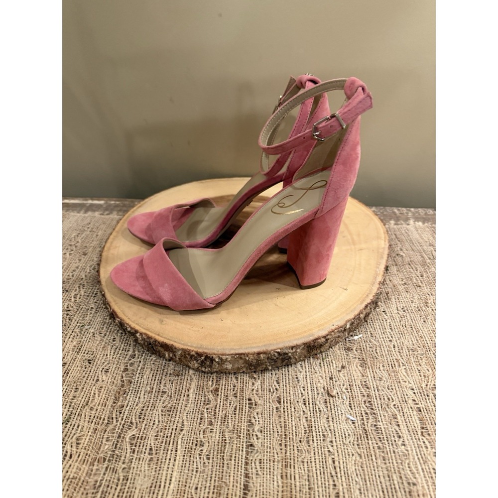 Sam Edelman Womens Yaro Ankle Strap Pink Rose Suede Block Heel‎ Sandal Sz-9 - Picture 2 of 11